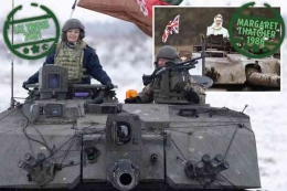 Meniru gaya Margaret Thatcher naik Tank | Foto: thesun.co.uk. 