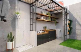 Desain dapur dan mesin cuci outdoor, Foto : interiordesign.id 