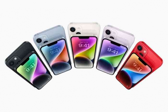 Pilihan warna iPhone 14 series, ada Blue, Purple, Midnight, Starlight, dan  (PRODUCT)Red. Sumber: Apple.com