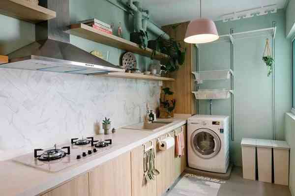 Desain dapur dan tempat cuci baju yang girly banget, Foto : qhomemart.com 