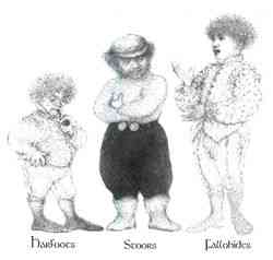 llustrasi tiga jenis hobbit karya Lidia Postma. Dari kiri ke kanan adalah Harfoot, Stoor, dan Fallohide (sumber: tolkiengateway.net)