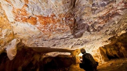 Lukisan dinding yang berumur 40.000 tahun. Photo:  Pindi Setiawan 