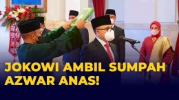 Azwar Anas dilantik oleh Presiden Jokowi menjadi Menteri PAN-RB, (7/9/2022). Sumber: KompasTV.