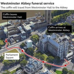 Peta Westminster Hall dan Westminster Abbey, London, Ingris. | Google via BBC.com