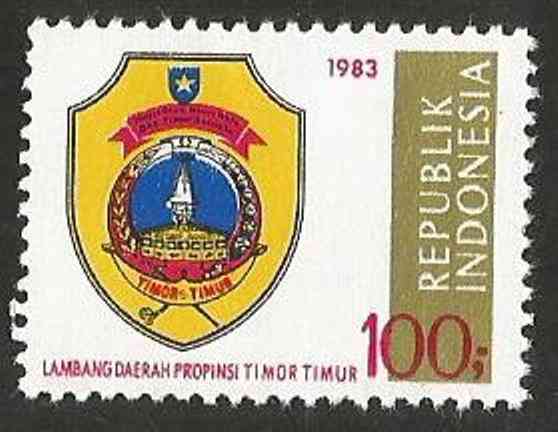 Lambang Provinsi Timor Timut pada salah satu perangko keluaran Pos Indonesia. Sumber gambar: bukalapak.com