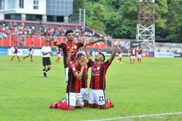 Selebrasi pemain Persipura usai menjebol gawang Sulut United (10/9/2022)/Media Officer Persipura