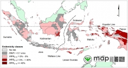 Wilayah endemik malaria di Indoneisa. sumber: PLOS ONE
