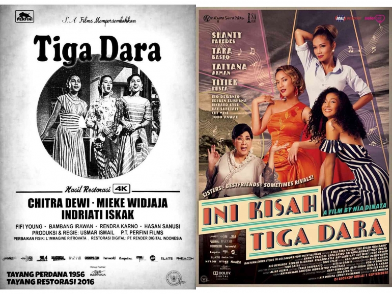 Poster Film Tiga Dara Restorasi (1956) dan Ini Kisah Tiga Dara (2016) Sumber: Imdb