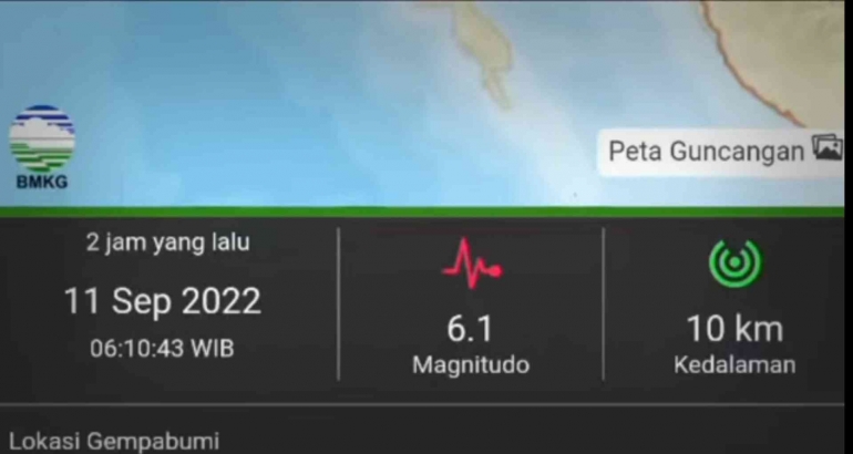 Tangkap layar/ss doc ; bmkg, lokasi gempa papua nugini 11, September, 2022.https://warning.bmkg.go.id/