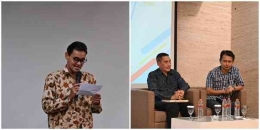 Kepala Museum Bank Indonesia Dandy Indarto Seno (kiri) dan pemateri Uno dan Yerry Wirawan (kanan)/Sumber: Ade I. Arsyad