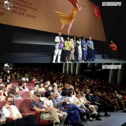 Penampilan Kru dan Cast di pemutaran film di dalam bioskop bersama para penonton yang hadir di Venice Film Festival 2022 (sumber foto : Box Office Movie/Akun Instagram)