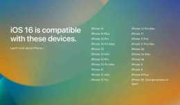 Daftar perangkat iPhone yang mendukung update iOS 16. Sumber: apple.com