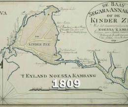 Peta Segara Anakan (Kinder Zee) dan Nusa Kambangan yang dibuat oleh Belanda tahun 1809 (sumber Tjilatjap History) 