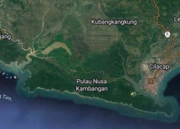 Citra satelit Segara Anakan dan Pulau Nusa Kambangan (google maps) 