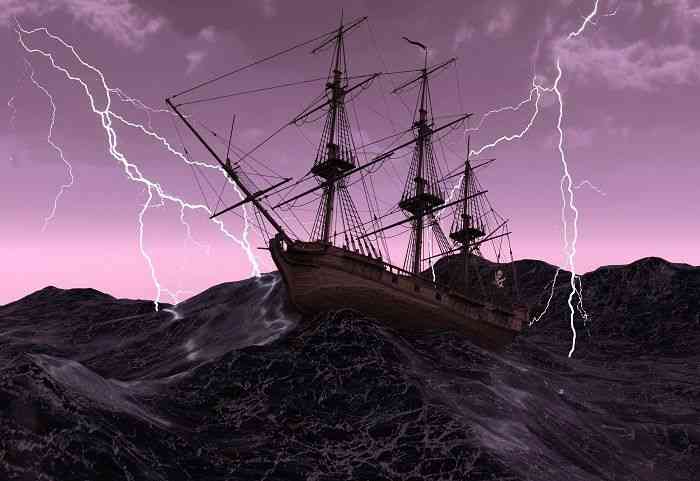 Ilustrasi gambar by Portal Purwokerto.com oleh Eviyanti. Sebuah kapal yang berada di tengah-tengah badai menerjang