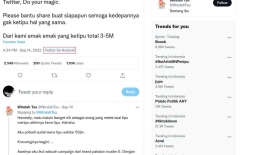 Salah satu postingan korban Penipuan berkedok reimburse dan trending topik Indonesia