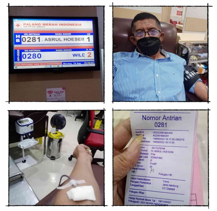 Penulis melakukan donor darah di PMI Jakarta Pusat, Senin (19/9/22). Sumber: DokPri