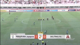 Hasil pertandingan Persipura Vs Deltras Sidoarjo/tangkapan layar (vidio.com0