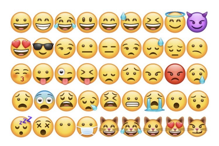 Contoh-contoh emoji baru hasil rancangan WhatsApp.(Sumber: Emojipedia via tekno.kompas.com)