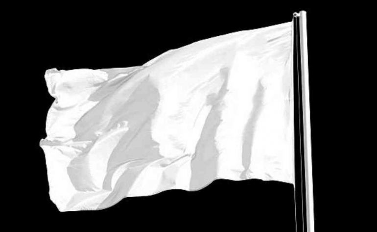 Ilustrasi gambar by Kliknusae. com oleh Java Anggara | Sebuah bendera putih tanda menyerah