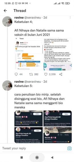 Cocoklogi dari netizen yang dikumpulkan Serafina dalam sebuah thread. Sumber: Twitter @seravineu