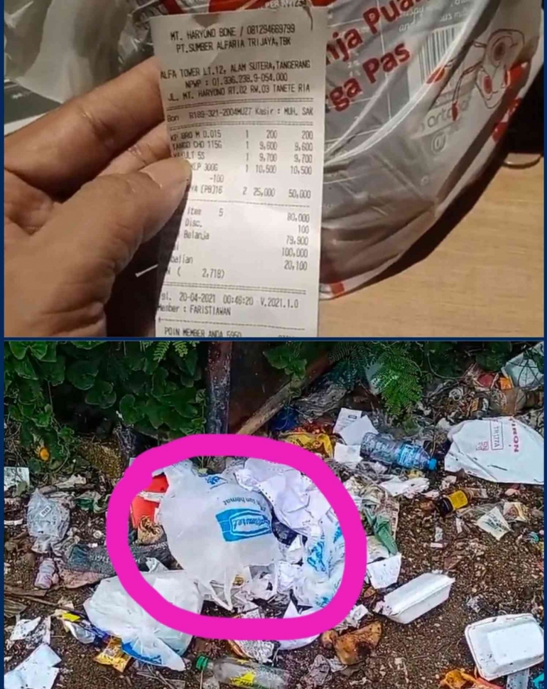 Pungli: Kantong Plastik ini seharusnya tidak boleh dijual oleh Ritel, wajib diberikan gratis pada pembeli (Pasal 612 KUHPerdata). Sumber: DokPri