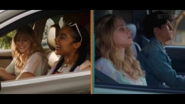Natalie dan Cara menuju Los Angeles untuk mengejar karir (kiri). Natalie dan Gabe pergi ke rumah orang tua Natalie di Texas (kanan). Foto: Netflix
