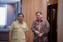 Prabowo Subianto saat berkunjung ke kantor Airlangga Hartarto di Kemenko Perekonomian, Senin (19/9/2022) lalu. (Foto: Kemenko Perekonomian).