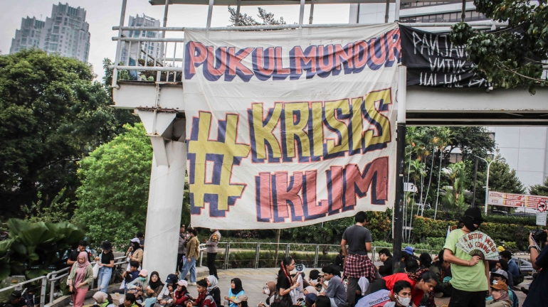 Aksi Global Climate Strike digelar di Dukuh Atas, Jakarta Pusat. (Jonas/Mahasiswa)