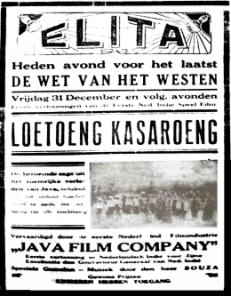 Poster film Loetoeng Kasaroeng (Sumber: Buku Sejarah Film 1900–1950: Bikin Film di Jawa karya Misbach Yusa Biran).