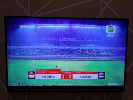 Tangkapan layar televisi hasil pertandingan Indonesia-Curacao (Dokpri)