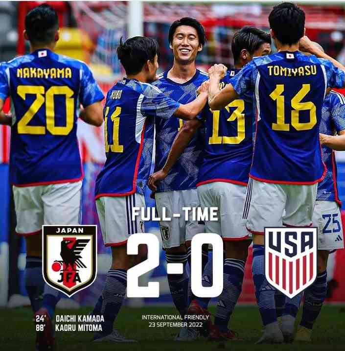 Pemain Jepang merayakan gol ke gawang Amerika Serikat (sumber Japan Football) 