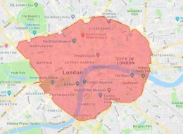 Ultra low emission zone (ULEZ) di London membatasi kendaraan yang boleh melintas di sana berdasarkan standar emisi. Peta: cleantechnica.com.