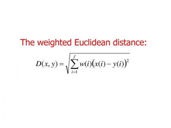 Rumus Weighted Euclidean Distance (Source : https://slideplayer.com/slide/14481877/)