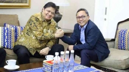 Airlangga dan Zulkifli Hasan. Intens jalin komunikasi dengan partai lain. (Foto: Detik,com)