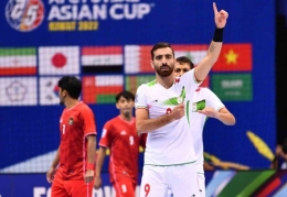 Pemain Iran rayakan gol ke gawang Indonesia: www.the-afc.com