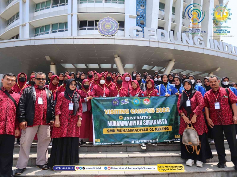 Guru dan Siswa SMK Muhammadiyah 01 Keling saat melakukan kunjungan di Universitas Muhammadiyah Surakarta. Foto Humas UMS