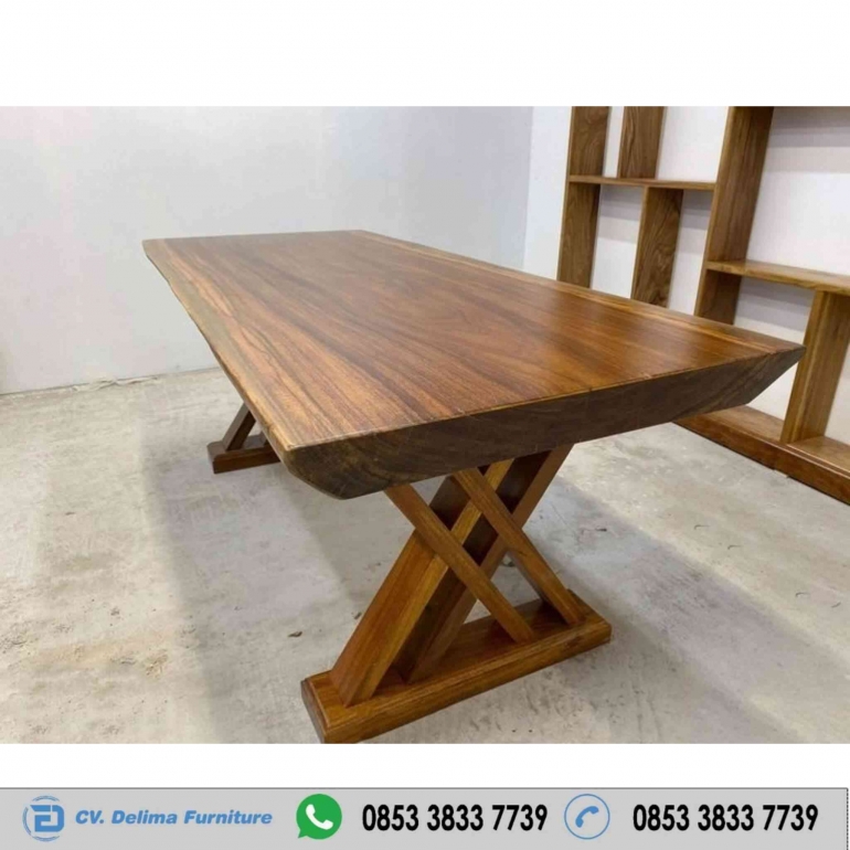 Meja Kayu Besar, Meja Makan, Meja Kayu Solid, Meja Kayu Utuh, Meja Kayu Tanpa Sambung, Meja Kayu 1 Lembar, Meja Makan Trembesi