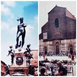 Kolase foto: Fontana del Nettuno dan Piazza Maggiore - Koleksi pribadi