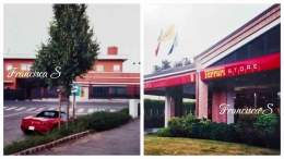 Kolase foto: Pabrik Ferrari dan Ferrari store -- Koleksi pribadi