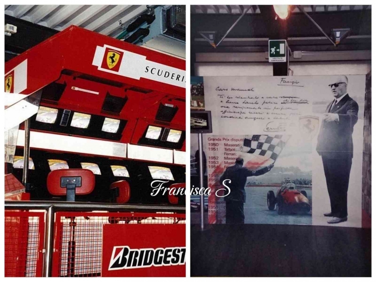 Kolase foto: Pitwall Scuderia Ferrari dan poster besar Pak Enzo Ferrari -- Koleksi pribadi