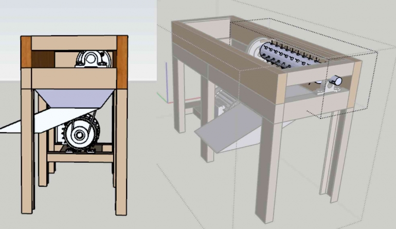 Desain mesin pengolah sabut kelapa (Sumber: dokumen pribadi, gambar memiliki Hak Cipta)