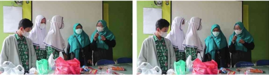 Kelompok siswa SMP Negeri 21 Kota Bekasi sedang mempraktikan pemilahan sampah berdasarkan jenisnya/dokpri