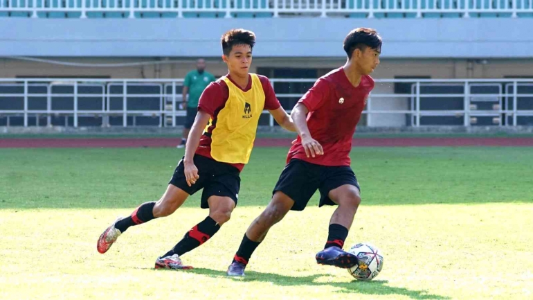 Timnas U-17 berlatih jelang Kualifikasi Piala Asia U23. Foto: PSII