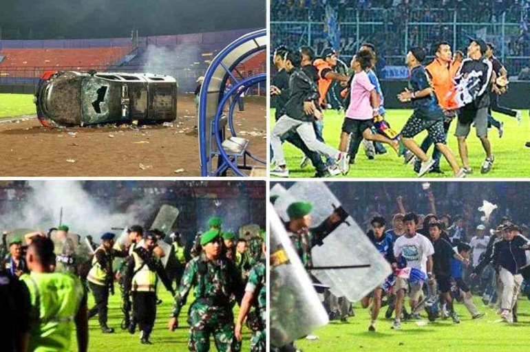 Potret kerusuhan yang terjadi di Stadion Kanjuruhan Malang tadi malam (sumber: beritadiy.pikiran-rakyat.com/Arfrian )