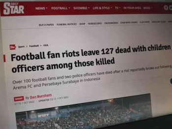 Media ternama Inggris memberitakan tragedi Kanjuruhan (dok.pribadi).
