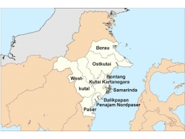 Letak geografis Kabupaten Berau di Kalimantan Timur. (Sumber: semuatentangprovinsi.blogspot.com)