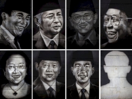 Ilustrasi mural presiden Indonesia dari masa ke masa. Sumber: Antara Foto/Fauzan