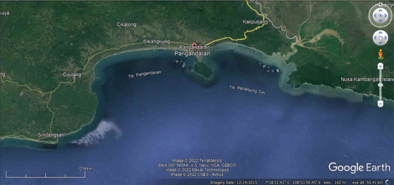 Wilayah Pesisir Pangandaran (Sumber: Citra Satelit, Google Earth)