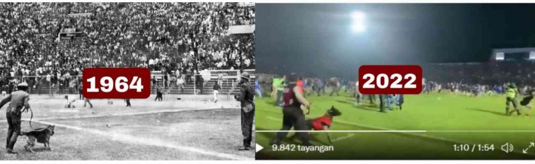 Kerusuhan di Estadio Nacional de Lima, Peru 24 Mei 1964. Gambar : andina.pe. Dan Kerusuhan di Stadion Kanjuruhan, Malang 1 Okt 2022